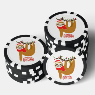 Lot De Jeton De Poker Joyeux Noël Gentil Paresseux de Fête