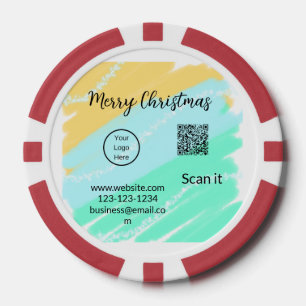 Lot De Jeton De Poker Joyeux Noël QR code entreprise jaune vert eau