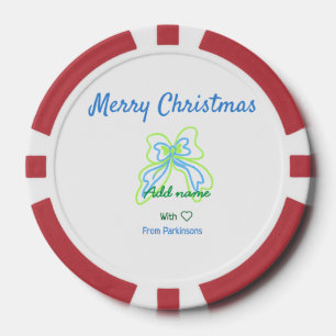 Lot De Jeton De Poker Joyeux noël vert bleu arc ajouter nom de famille t