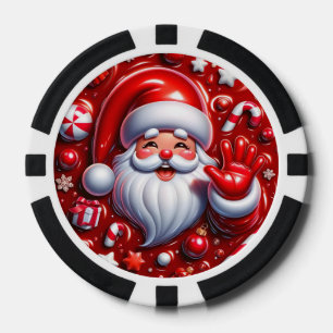 Lot De Jeton De Poker Joyeux Père Noël Waving Poker Chips - Festive Holi