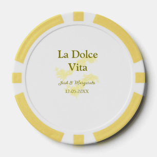 Lot De Jeton De Poker La Dolce Vita jaune mariage couple Nom date glit