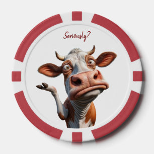 Lot De Jeton De Poker La vache sotte - "Sérieusement ?" Conception amusa