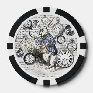 Lot De Jeton De Poker Lapin Blanc Alice au Pays des Merveilles Horloges 