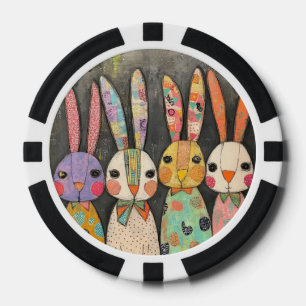 Lot De Jeton De Poker Lapins de Pâques fantaisistes en patchwork
