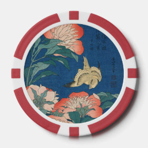 Lot De Jeton De Poker L'art japonais de Hokusai Pivoines et Canari