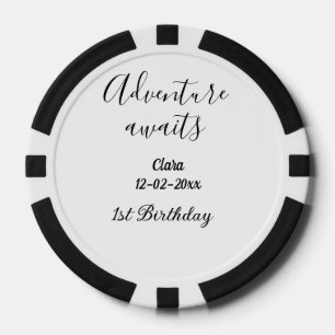 Lot De Jeton De Poker L'aventure attend joyeux 1er anniversaire nom date