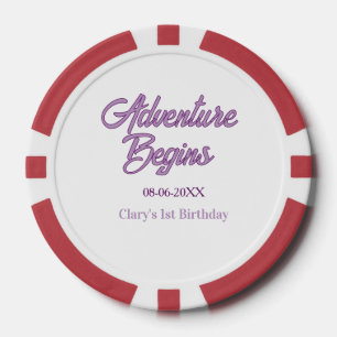 Lot De Jeton De Poker L'aventure commence 1er anniversaire nom date simp