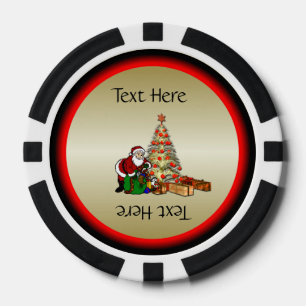 Lot De Jeton De Poker Le Père Noël avec des jouets sous l'arbre de Noël