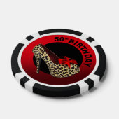 Lot De Jeton De Poker Leopard Stiletto 50e anniversaire rouge noir (Simple)