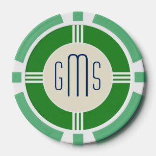 Lot De Jeton De Poker Les initiales de monogramme d'art déco ont