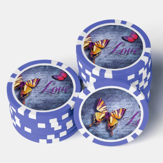 Lot De Jeton De Poker Les papillons aiment le bleu (Empiler)