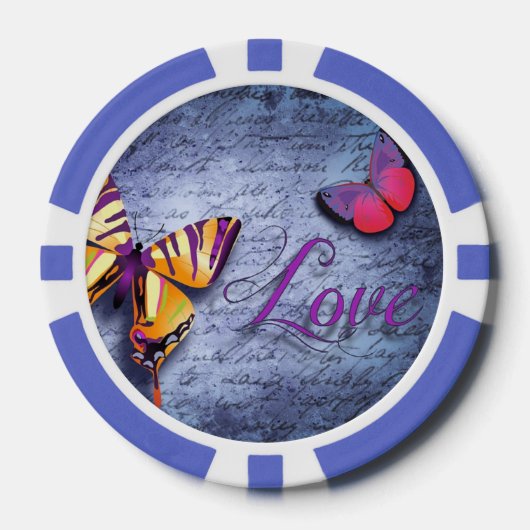 Lot De Jeton De Poker Les papillons aiment le bleu (Recto)