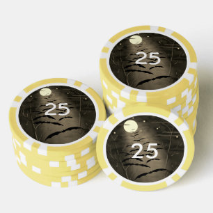 Lot De Jeton De Poker L'Heure Envoûtante Pleine Lune Chauves-Souris Hall