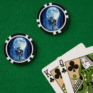 Lot De Jeton De Poker Lien sous la lune – Le loup et la fée gothique.