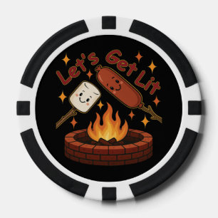 Lot De Jeton De Poker Lit Firepit - mignon Marshmallow & Hot Dog