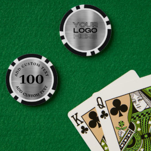 Lot De Jeton De Poker Logo de société de style métal argenté personnalis