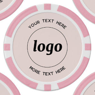Lot De Jeton De Poker Logo et texte commercial promotionnel Blush Pink
