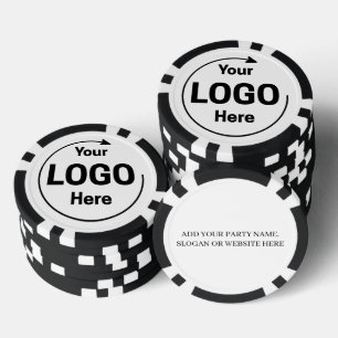 Lot De Jeton De Poker Logo et texte personnalisés Cool Black and White