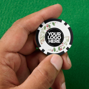 Lot De Jeton De Poker Logo et texte personnalisés Noël Holly Berry
