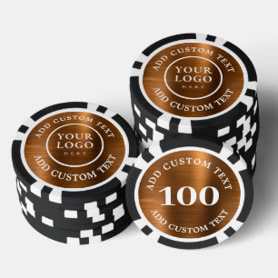 Lot De Jeton De Poker Logo personnalisé et texte en bronze pour soirée c