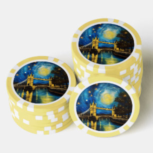 Lot De Jeton De Poker London Bridge Acrylique Art,