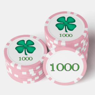 Lot De Jeton De Poker Lucky 4 Leaf Irish Clover pk 1 K puce de poker ray