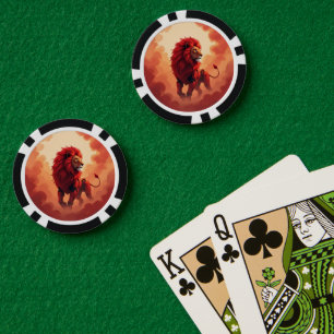Lot De Jeton De Poker Lueur Rouge Profonde – Le Lion de la Destinée Brûl