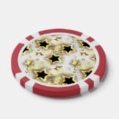 Lot De Jeton De Poker Lumière transparente avec étoiles or (Simple)