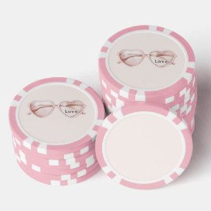 Lot De Jeton De Poker Lunettes de cœur rose Amour