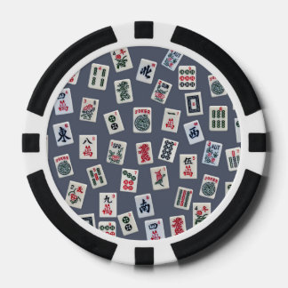 Lot De Jeton De Poker MahJongg tiles design on dark blue