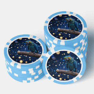 Lot De Jeton De Poker Majesté Bleue : La Macaw Bleue Sur Dreamy Blue Bok