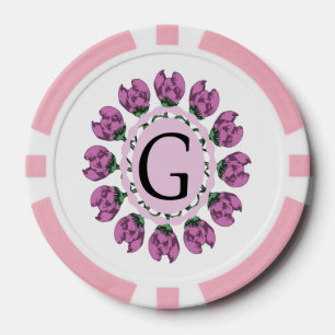 Lot De Jeton De Poker Majuscule G monogramme floral