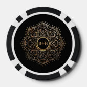 Lot De Jeton De Poker Mandala Boho Mariage Monogramme noir (Verso)