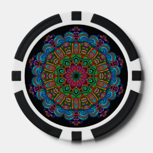 Lot De Jeton De Poker Mandala dynamique Floral & Motif géométrique