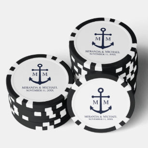 Lot De Jeton De Poker Mariage Ancre bleu marine