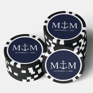 Lot De Jeton De Poker Mariage Ancre bleu marine