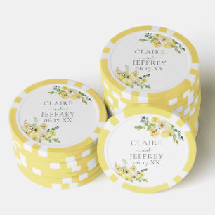 Lot De Jeton De Poker Mariage d'été délicat jaune floral vert sauge