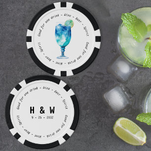 Lot De Jeton De Poker Mariage du bon de boisson Black White Hawaiian