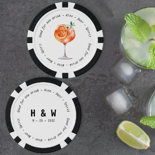 Lot De Jeton De Poker Mariage du bon de boisson moderne Black White Aper