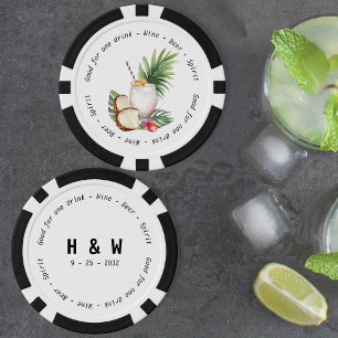 Lot De Jeton De Poker Mariage du bon de boisson moderne Black White Trop