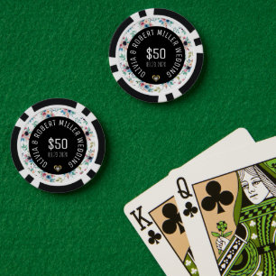 Lot De Jeton De Poker Mariage Motif de fleurs de printemps noir