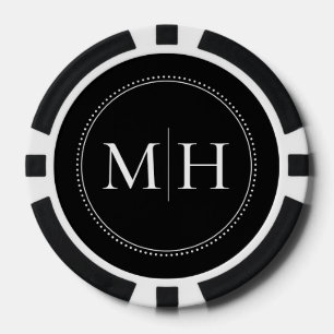 Lot De Jeton De Poker Mariage noir personnalisé avec monogramme