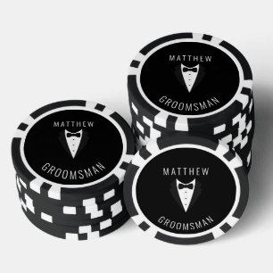 Lot De Jeton De Poker Mariage personnalisé Noir Groomsman Tuxedo