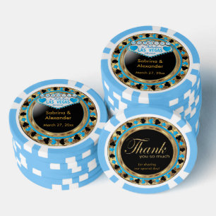 Lot De Jeton De Poker Marié à Las Vegas - Merci   Bleu