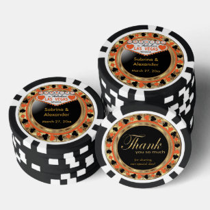 Lot De Jeton De Poker Marié à Las Vegas - Merci   Orange