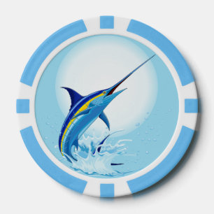Lot De Jeton De Poker Marlin Bleu Jaillissant de l'Océan