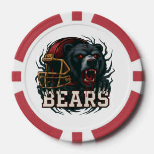 Lot De Jeton De Poker Mascotte d'ours de football en colère Casque rouge