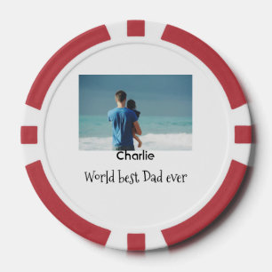 Lot De Jeton De Poker meilleur papa du monde photo nom date simple pères