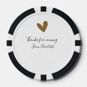 Lot De Jeton De Poker merci d'être venu nom du message texte cœur en or