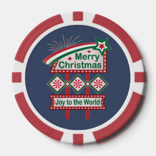 Lot De Jeton De Poker Merry Christmas Retro Marquee - Joy to the World